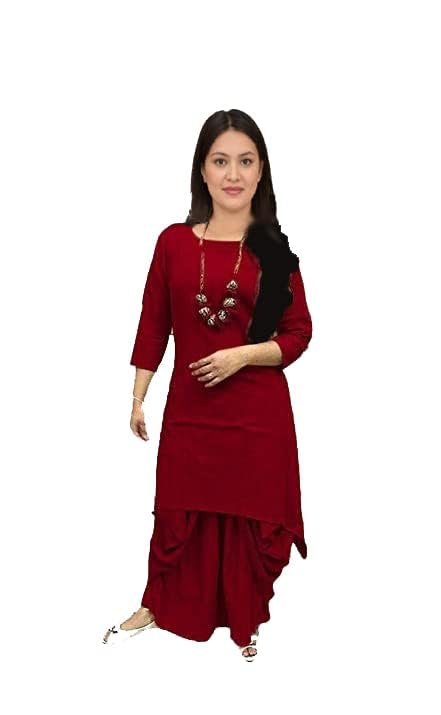 Image of Femezone Women's Linen Blend Cotton Dhoti Kurta Set