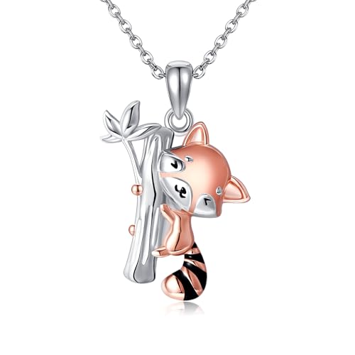 Panda rouge en argent sterling avec chaîne anti-allergique pour peau sensible