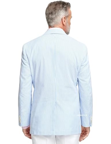 EMERAIDVLN Mens Seersucker Blazer Jacket 2 Button Casual Lightweight Suit Blazers Beach Wedding Striped Sport Coats3
