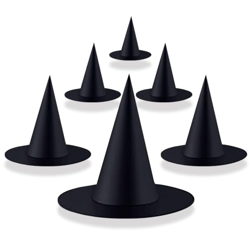 6 Pcs Halloween Witch Hat Black Witch Hats Hanging Decor for Yard Porch