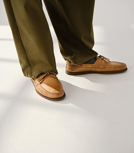 Image of Sperry Men's Authentic Original 2-Eye Leather Boat Shoe, Royal Brown, 13