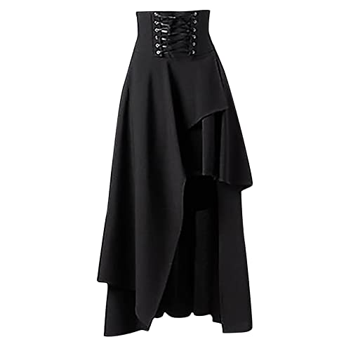Amazon.com: Women Gothic Punk Midi Skirts High Waist A-Line Long