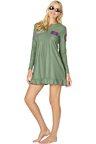 Top Gun Maverick Costume Pajama Nightgown, Green, Large