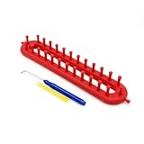 Rectangle Knitting Looms,Plastic Weaving Looms Set,Weaving Loom,Scarf Hats Making Tools,DIY Crocheting Handmade Craft Kit with a Crochet Hook and Needle for Knitting Lovers,26 cm (Red)