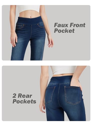 Women's High Waisted Bell Bottom Pull On Jeans Tummy Control Stretchy Baggy Casual Jean Leggings3