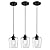 Hamilyeah 3 Light Pendant Lights Kitchen Island Black, Industrial Pendant Light Fixtures Ceiling Hanging Set of 3, Farmhouse Glass Hanging Lights for Kitchen, Living Room