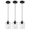 Hamilyeah 3 Light Pendant Lights Kitchen Island Black, Industrial Pendant Light Fixtures Ceiling Hanging Set of 3, Farmhouse Glass Hanging Lights for Kitchen, Living Room