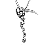 HZMAN Death Scythe Necklace for Men Stainless Steel Gothic Grim Reaper Saint Death Scythe Skull Pendant Necklace Jewelry Gift