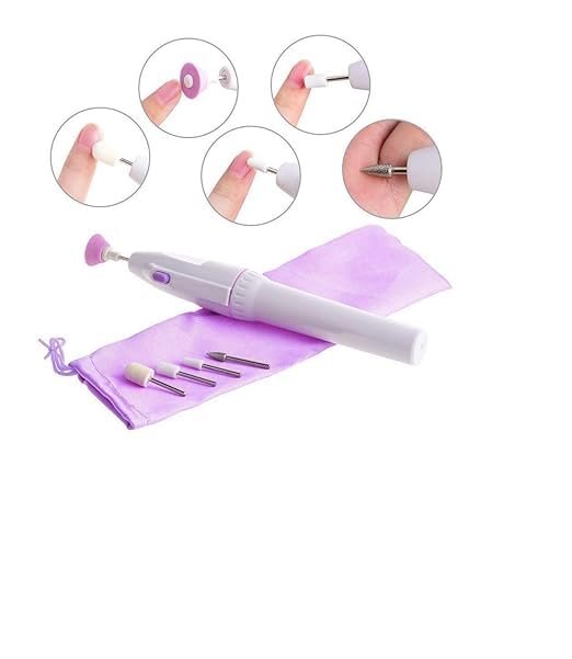 Image of 7 In 1 Art Tip Electric Nails Decorator Salon Sharper Grinder Drill Machine Polish Manicure Pedicure Grooming Tool Kit, White