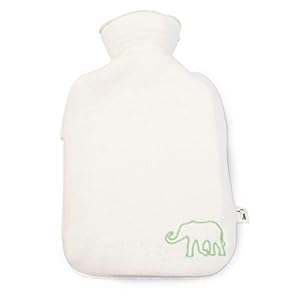 GRÜNSPECHT Warmwaterkruik van natuurlijk rubber, met witte biologische overtrek, van 100% katoen, 0,8 l, voor kinderen…