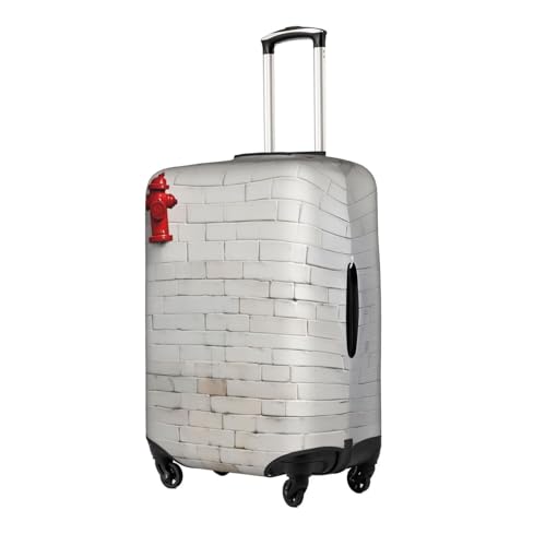 Old White Brick Wall Tsa Approved Luggage Cover For 18-32 Inch Suitcases Scratch-Resistant Stretch Luggage Cover2