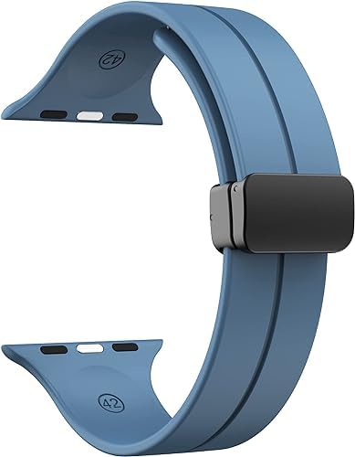 Image of Soft Silicone Sport Band Compatible with Apple Watch Ultra 49mm 45mm 44mm 42mm Magnetic Clasp Adjustable Strap For iWatch Series 10 9 8 7 6 5 4 3 2 1 SE Ultra 2nd gen (Only Strap, No Watch)