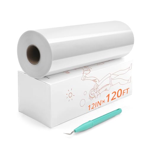 Image of HTVRONT White HTV Heat Transfer Vinyl - 12 inch x 120ft White Iron on Vinyl for Shirts, HTV Vinyl Roll for All Cutter Machine, Easy to Cut & Weed for Heat Transfer Vinyl Design(120ft)