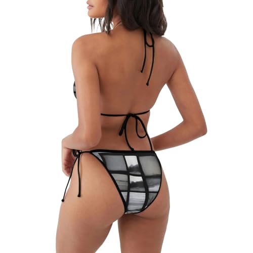 Maillot de bain bikini femme 2 pièces triangle imprimé graphique - 2