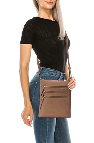 Image of Solene Crossbody Bag Functional Multi Pocket Messenger Purse Top Zip Closure Shoulder Handbag With Adjustable Strap