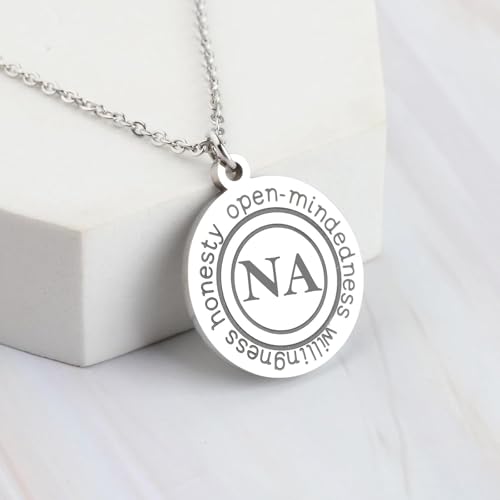 BEKECH Addiction Recovery Gift Symbol Necklace Narcotic Anonymities Addiction Support Necklace Sobriety Gift3