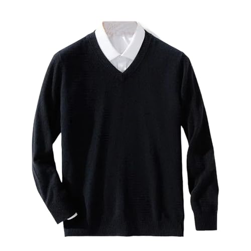 Plus Size Cashmere V Neck Pullover Sweater Mens Warm Knitted Winter Fashion Comfortable Soft Tops
