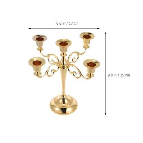 Bougeoir de Mariage Or Style Européen à 5 Branches Solution Déco Table Restaurant
