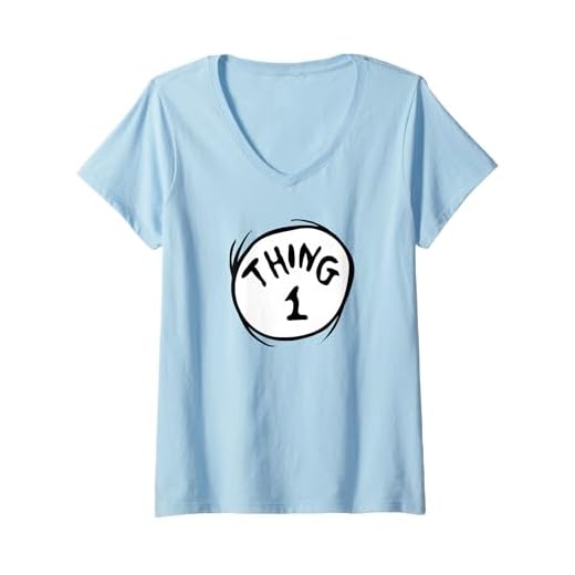 Womens Dr. Seuss Thing 1 Emblem Color Option V-Neck T-Shirt