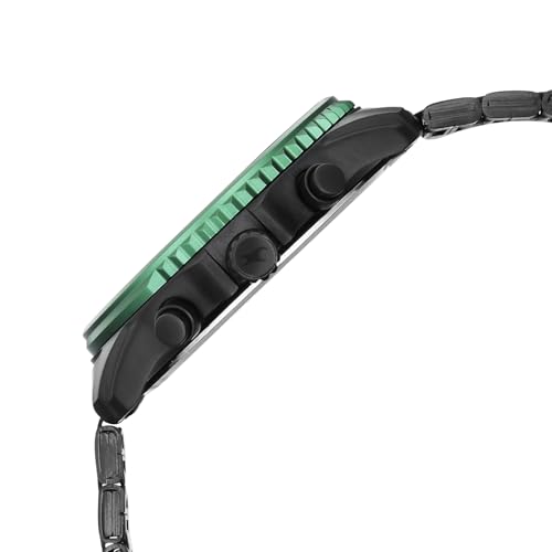 Image of Fastrack Wild Chameleons Back Inspired Bezel with Black and Green Dial IP Black Stainless Steel Strap Watch for Men - 3337KM01