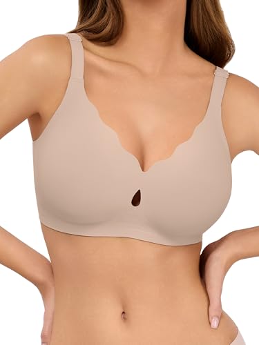 Image of LUCKMEEY Bras for Women No Underwire Wave Push Up Wireless Bra Seamless Bras Full Coverage Bralettes Lift Everyday Bras
