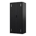 Devoko 28 Cuft Lockable Metal Storage Shed, Vertical Indoor Outdoor Tool Cabinet with 3 Adjustable Shelves for Patio Garden Backyard, Black