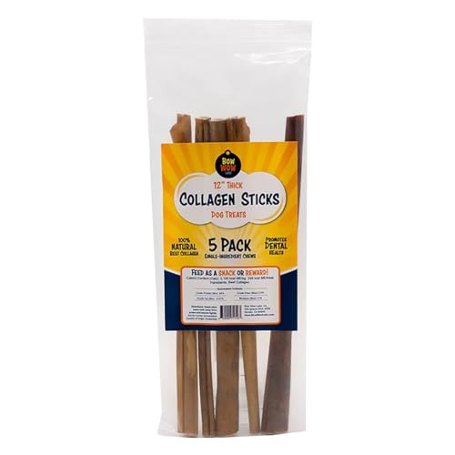 Bow Wow Labs 12" SafeFit Collagen Sticks for Dogs 5 Pack/Thick – All-Natural Chews for Joint, Gut, Bone & Oral Health