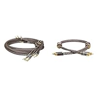 Dynavox Black Line Lautspecherkabel, Paar, Flexibles Premium High-End-Kabel mit hochwertigen Bananensteckern, schwarz, Länge 3m & Black Line High-End Cinchkabel Stereo, 1 m