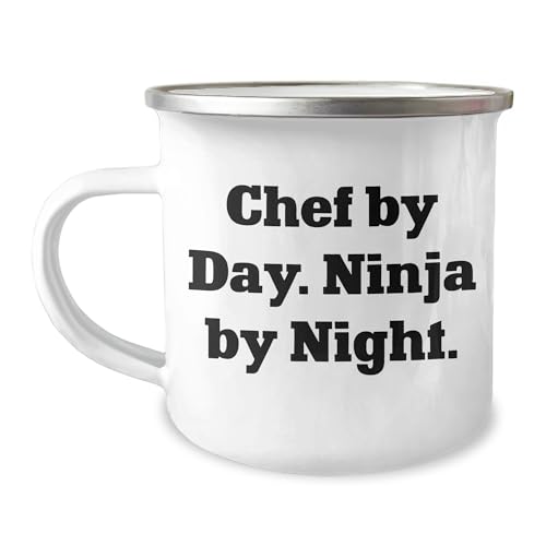 Chef By Day. Ninja By Night. Camping Mug, A Unique Christmas Unique Gift for Chef Lovers, 12 oz Stainless Steel, Fun Quote, Perfect for Camping, Hiking, or Daily Use