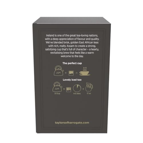 Image of Taylors of Harrogate Irish Breakfast, Black Tea, Pillow Bags, 50 Count (Pack of 6), Rich, Bright & Malty, Caffeinated, Enjoy Hot or Iced, 300 Teabags Total