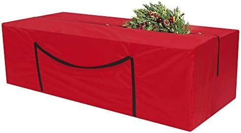 Christmas Tree Storage Bag, Red Heavy Duty Xmas Tree Storage Bag Fits Up to 9 Ft Tall Disassembled Trees, Christmas Storage Container Bag with Handles
