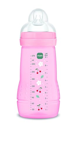 MAM Biberon, 2-4 mois, 270 ml, avec tétine 2 à débit moyen en silicone, facile à tenir, facile...