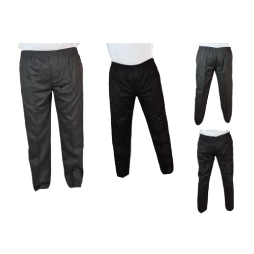 L S UBoys Full Elasticated All Around School Pull UP Trousers~Grey/Black~2/3 to 15/16