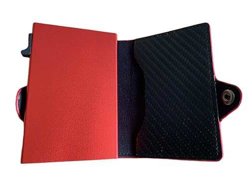 Minimalist Wallet with Pop Up Credit Card Holder and Money Clip, RFID Blocking, Slim, Stylish, Large Capacity with Gift Box (Red)3