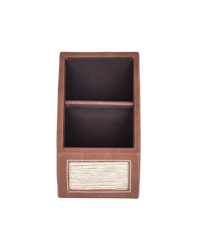 Image of Premsons Leather Holder Desk Supplies Organizer, Brown