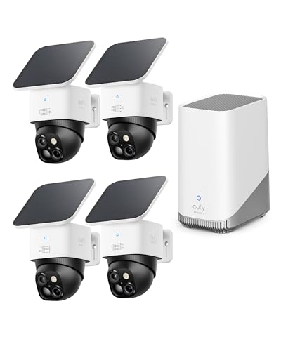 eufy Security SoloCam S340 4-Cam Kit (HomeBase S380), Solar Secur...