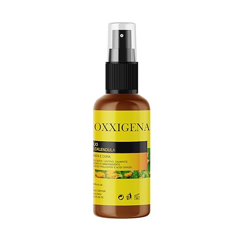 Oxxigena - Aceite (Oleato) de Caléndula - Spray de 100 ml - Indicado para Cicatrices, Grietas, Sequedad, Enrojecimiento y Quemaduras. Nutritivo y Calmante para Pieles Sensibles - Vegano, sin OGM