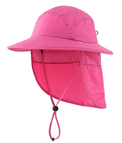 Image of Home Prefer UPF 50+ Boys Sun Hat with Neck Flap Wide Brim Summer Beach Bucket Hat for Boys Girls Toddler Kids Safari Hat