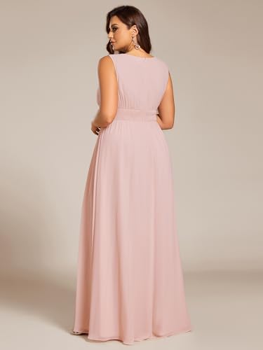 Image of Ever-Pretty Plus Women's Round Neck Sleeveless Empire Waist Maxi Plus Size Formal Gowns Bridesmaid Dresses