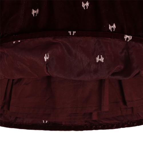 Image of miniklub Baby Round Neck Knee Length Woven Cotton Dress With Hairband (Maroon Color)