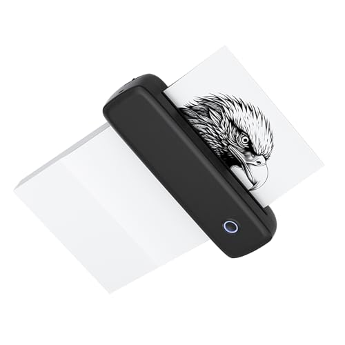 Walmeck Impresora Térmica A4, Portátil, Inalámbrica, USB, 203 PPP, Impresión de Alta Velocidad para Viajes de Negocios, Oficina, Uso Escolar, Admite Impresión Imágenes Texto Web (Negra)
