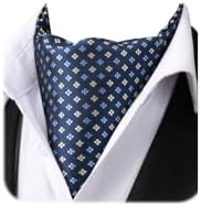SetSense Men's Floral Jacquard Woven Self Cravat Tie Ascot One Size Navy Blue / Yellow