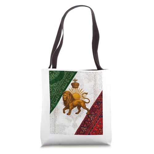 Bolso tote Shir o Khorshid, Pahlavi, alfombra persa con león y sol miniatura 1