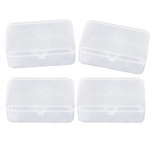 AKOAK Clear Mini Storage Containers with Hinged Lid (4-Pack)