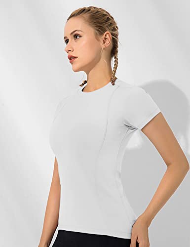 Loovoo Women Workout Shirts 1/2/3 Pack Athletic Compression Tee Dry Fit Yoga Gym Basic Tops3