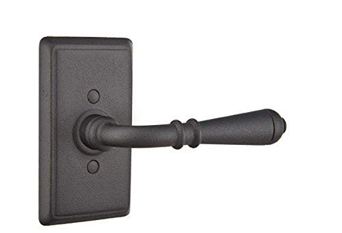 EMTEK Square Rosette Passage Set With Helios Lever – Left Handed, Flat Black, US19 Finish - View #10