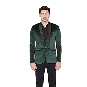 WINTAGE Men’s Regular Fit Tuxedo Blazer (Tuxvelvet201color10s42_Green_42)