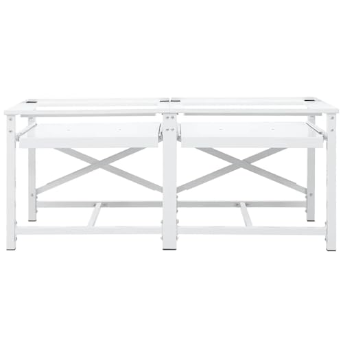 Teenpull Pedestal para lavadora de acero blanco con 2 estantes extensibles, base antideslizante para lavadoras estándar de hasta 200 kg, ahorra espacio y es resistente para lavandería y baño