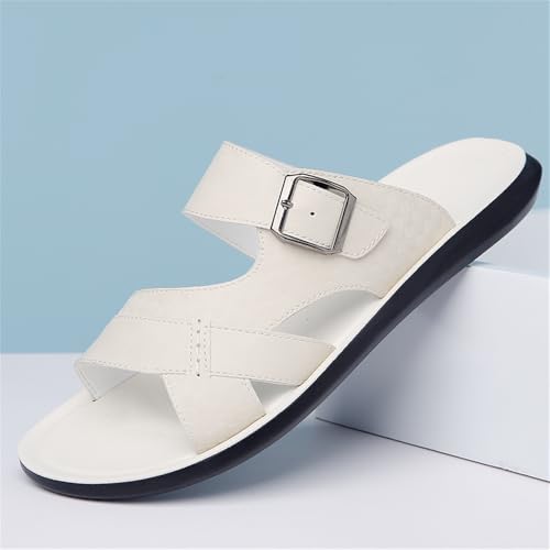 Men's Premium Genuine Leather Slide Sandals Slip on Summer Slipper2