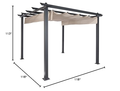 Coolaroo Aurora Pergola, Backyard or Patio Shade Pergola, Light Filtering 90% UV Block, 9'10" x 9'10", Smoke - Image 6
